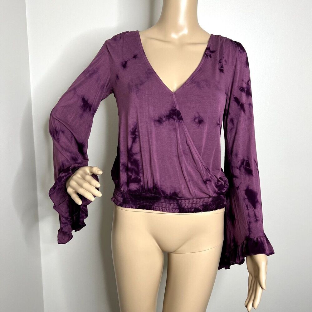 American Eagle Purple Tie Dye Bell Sleeve Top